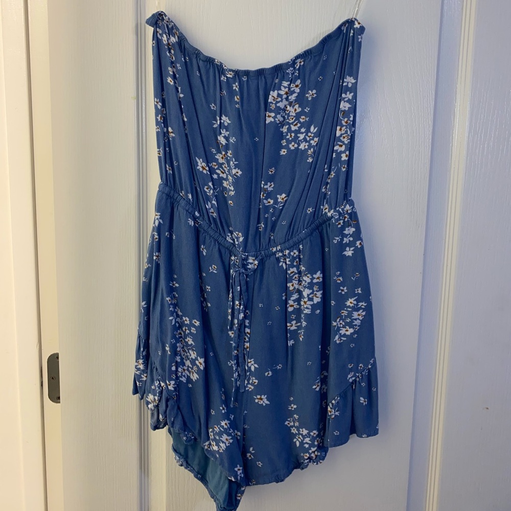 American Eagle Blue Strapless Romper